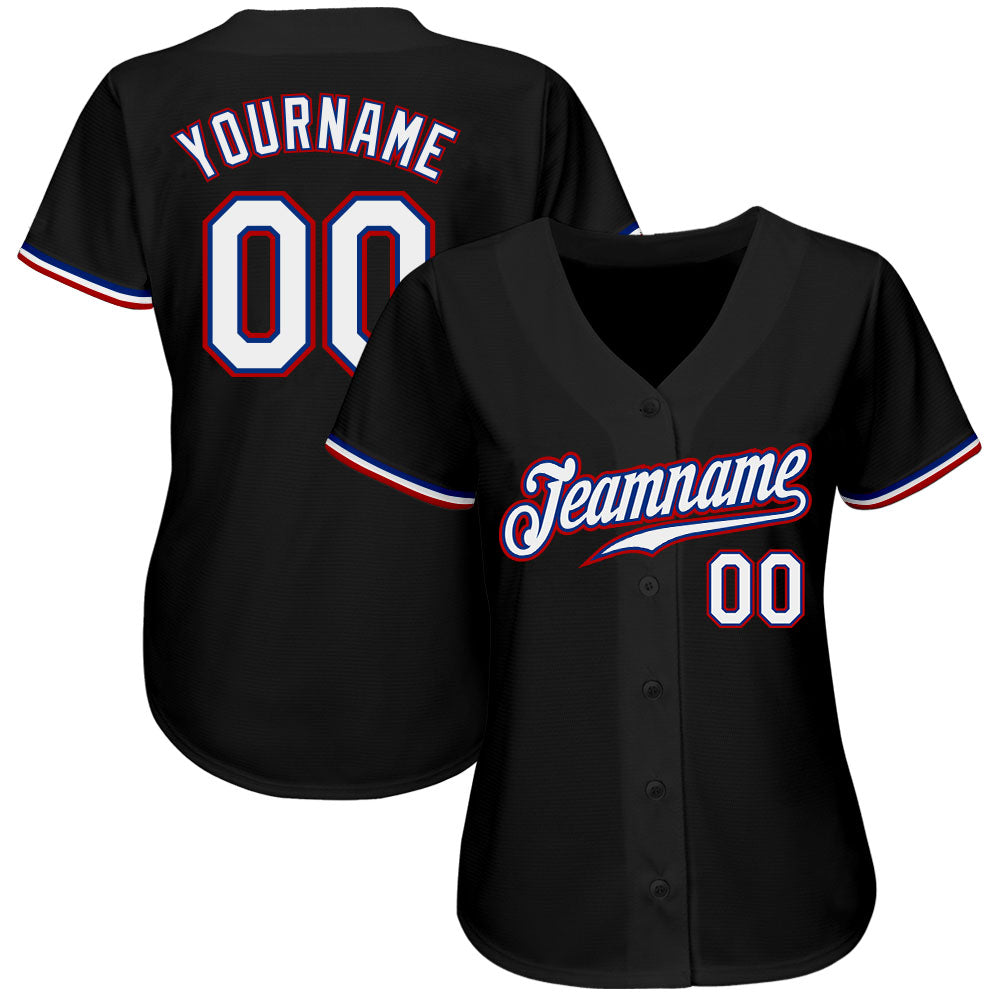 Custom Black White-Red Authentic Baseball Jersey view 2