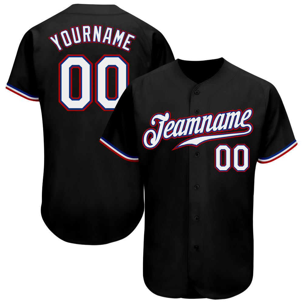 Custom Black White-Red Authentic Baseball Jersey - Main View