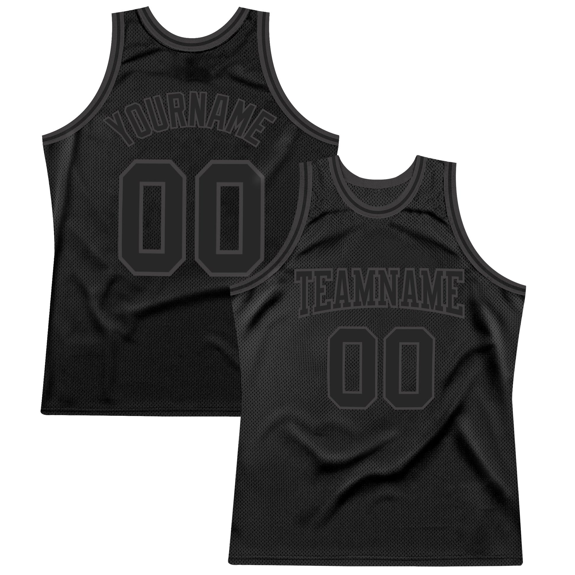 Custom Black Black-Steel Gray Authentic Throwback Basketball Jersey - Main View
