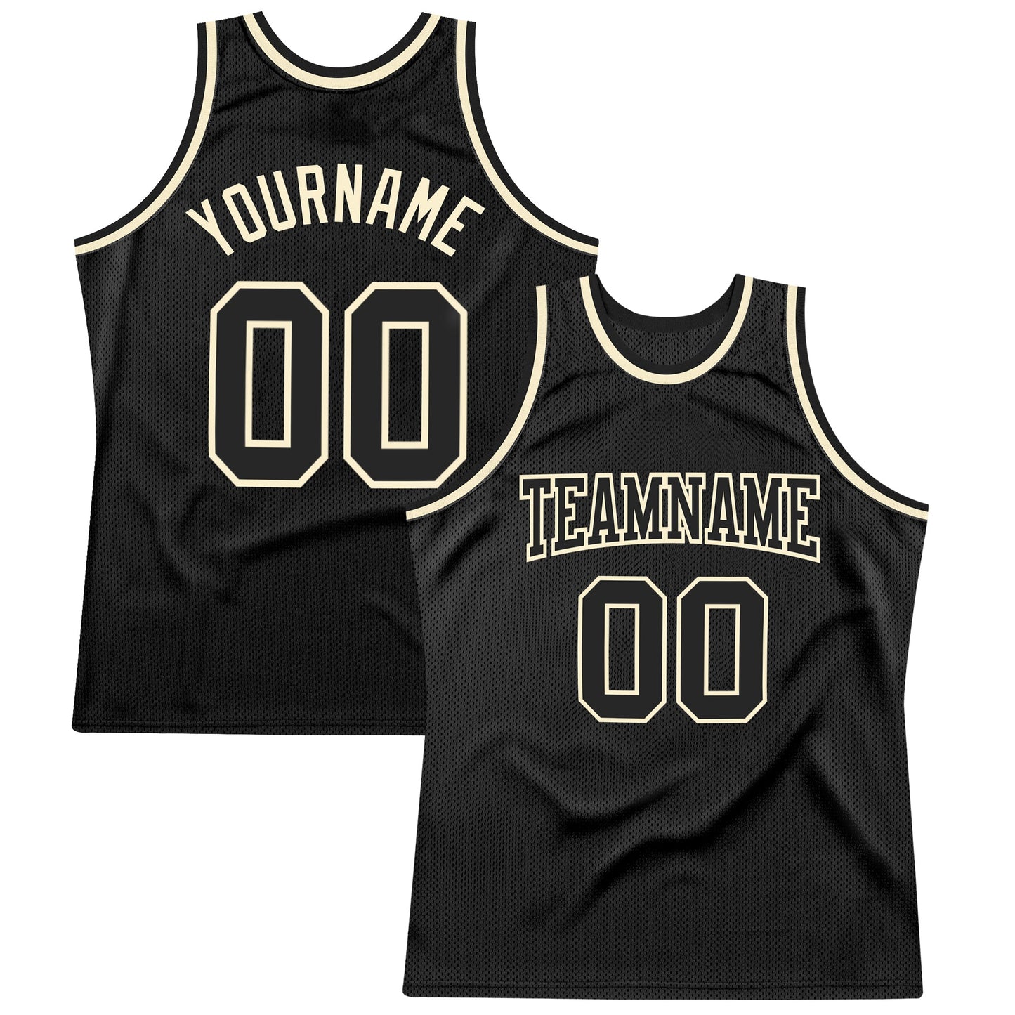 Custom Black Black-Cream Authentic Throwback Basketball Jersey - Main View