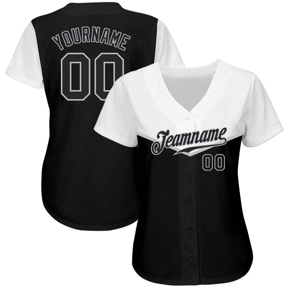 Custom Black Black-Gray 3D Pattern Design Multicolor Authentic Baseball Jersey view 2