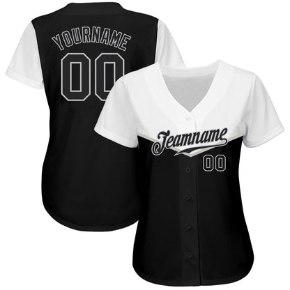 Custom Black Black-Gray 3D Pattern Design Multicolor Authentic Baseball Jersey view 2