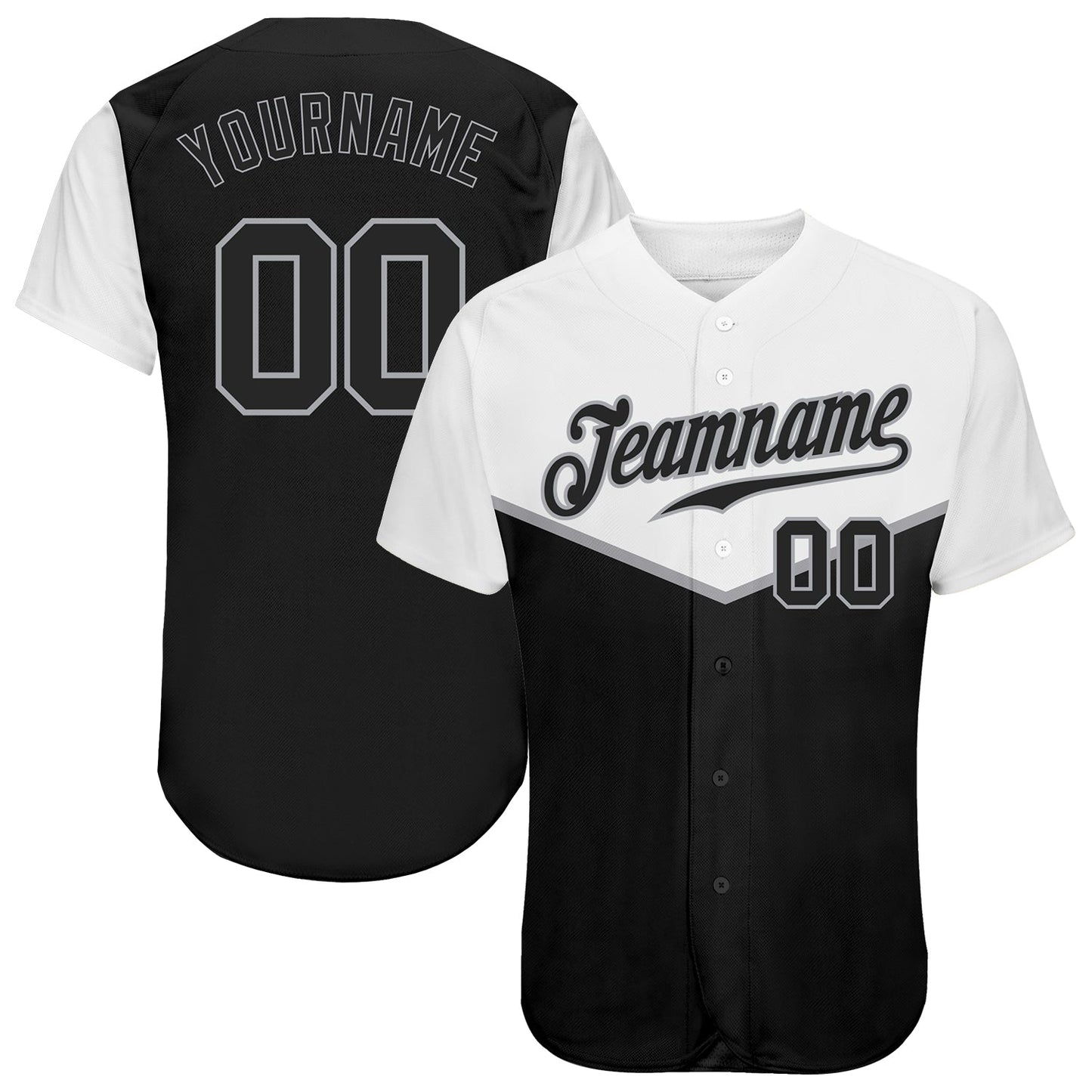 Custom Black Black-Gray 3D Pattern Design Multicolor Authentic Baseball Jersey - Main View
