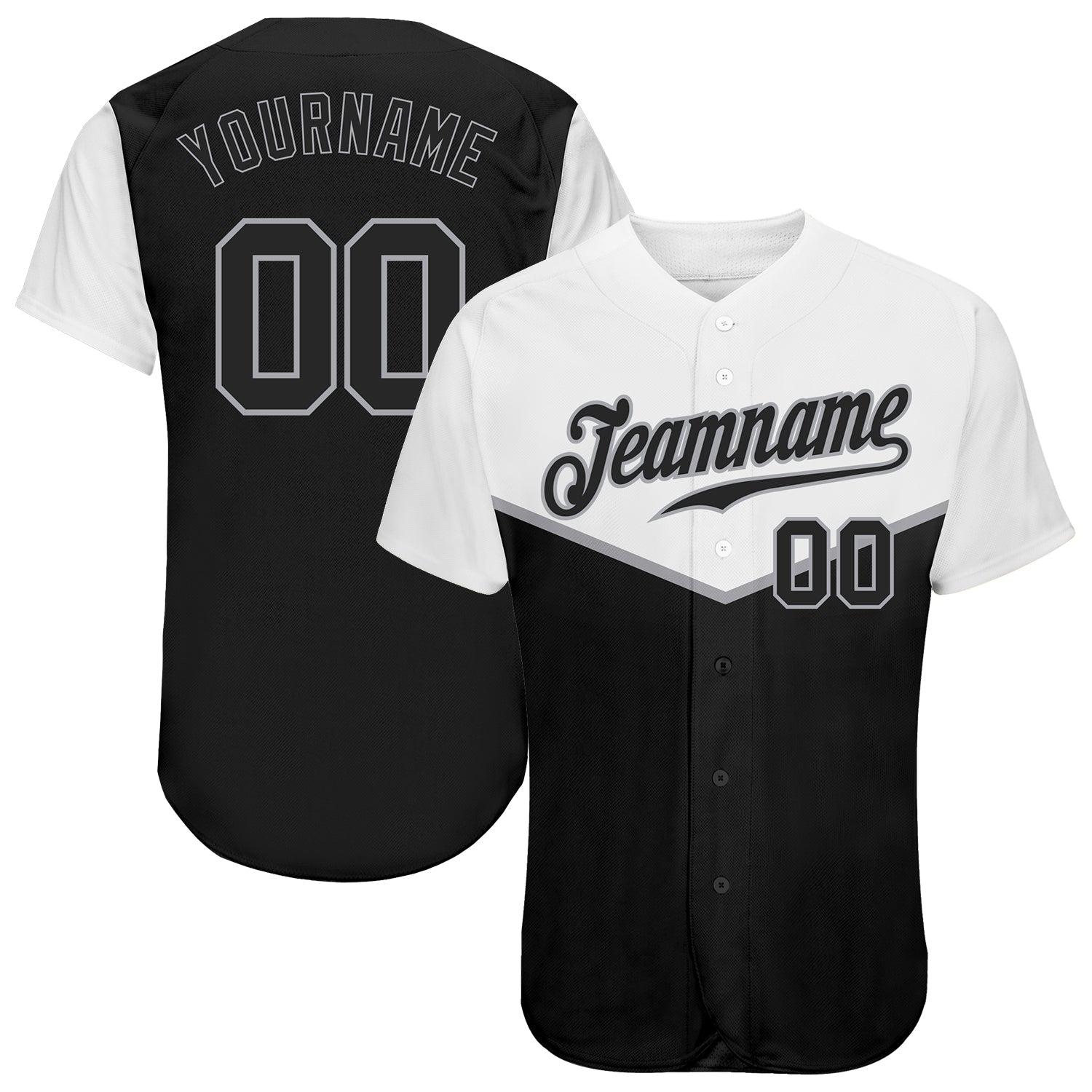 Custom Black Black-Gray 3D Pattern Design Multicolor Authentic Baseball Jersey - Main View