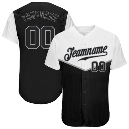 Custom Black Black-Gray 3D Pattern Design Multicolor Authentic Baseball Jersey - Main View