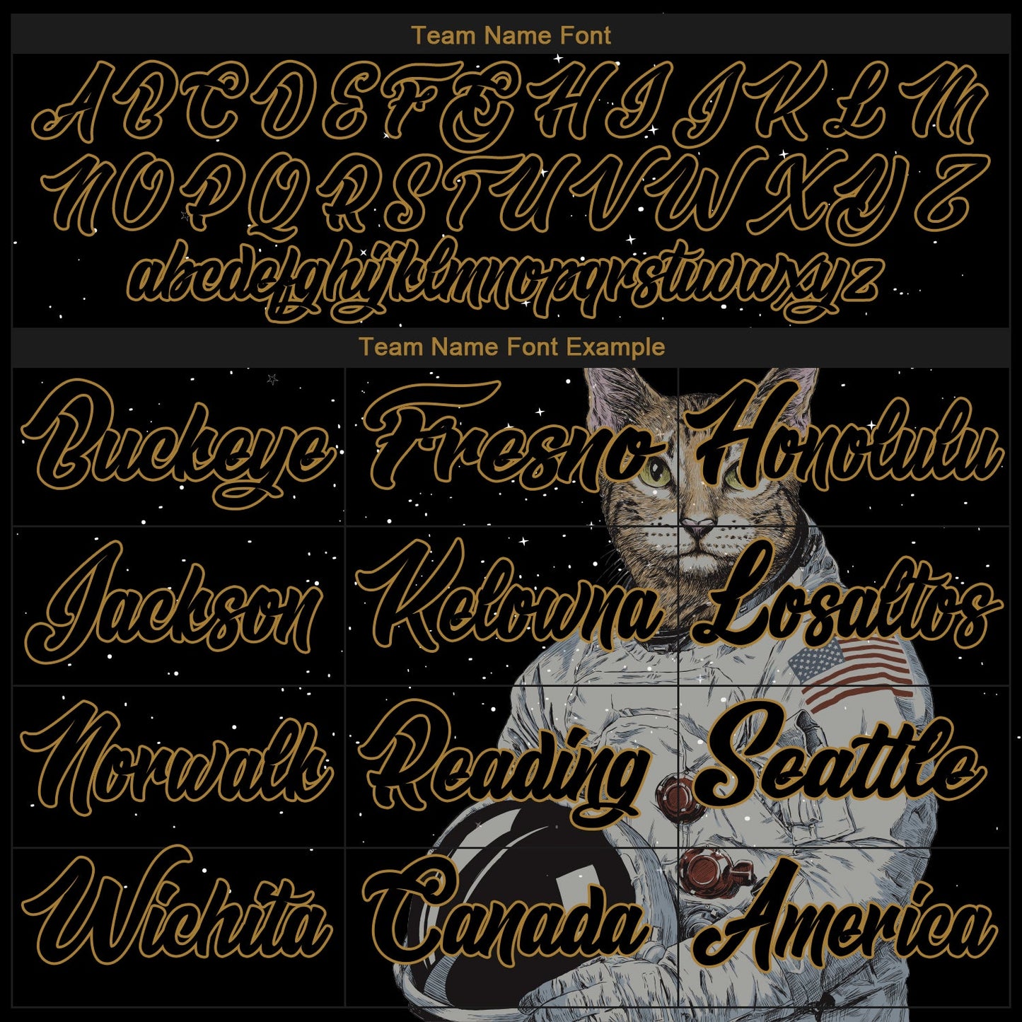 Custom Black Black-Old Gold 3D Pattern Design Astronaut Authentic Baseball Jersey view 4