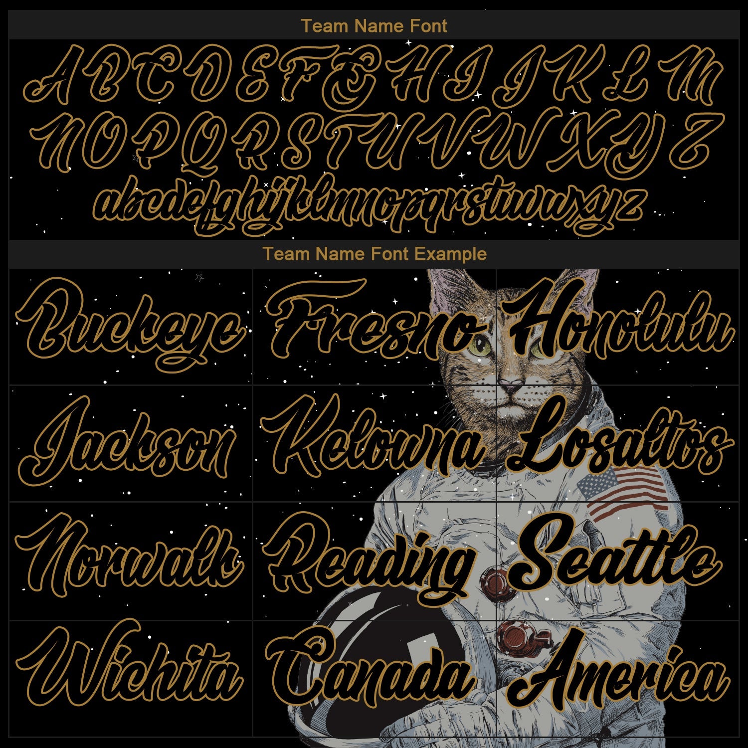 Custom Black Black-Old Gold 3D Pattern Design Astronaut Authentic Baseball Jersey view 4