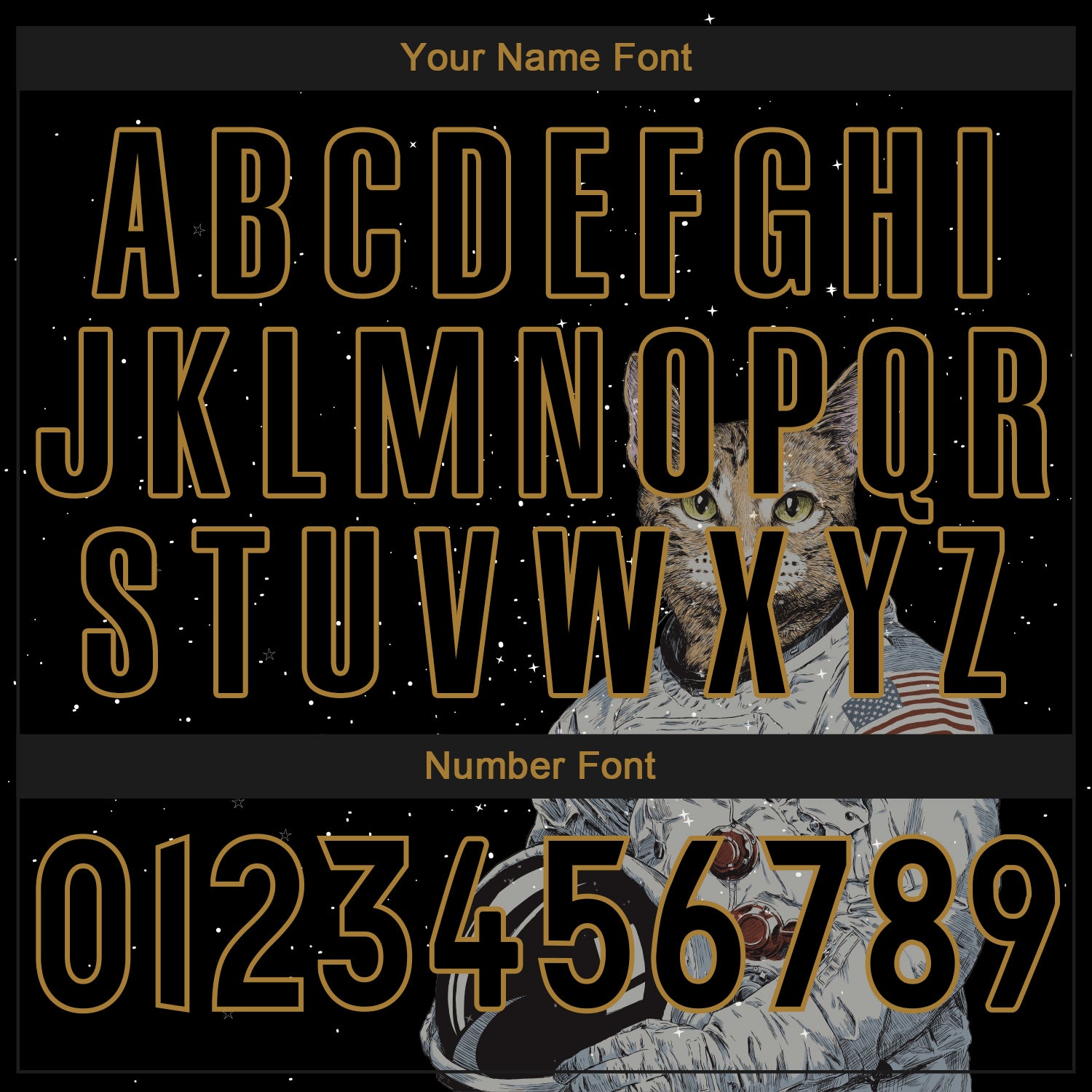 Custom Black Black-Old Gold 3D Pattern Design Astronaut Authentic Baseball Jersey view 5