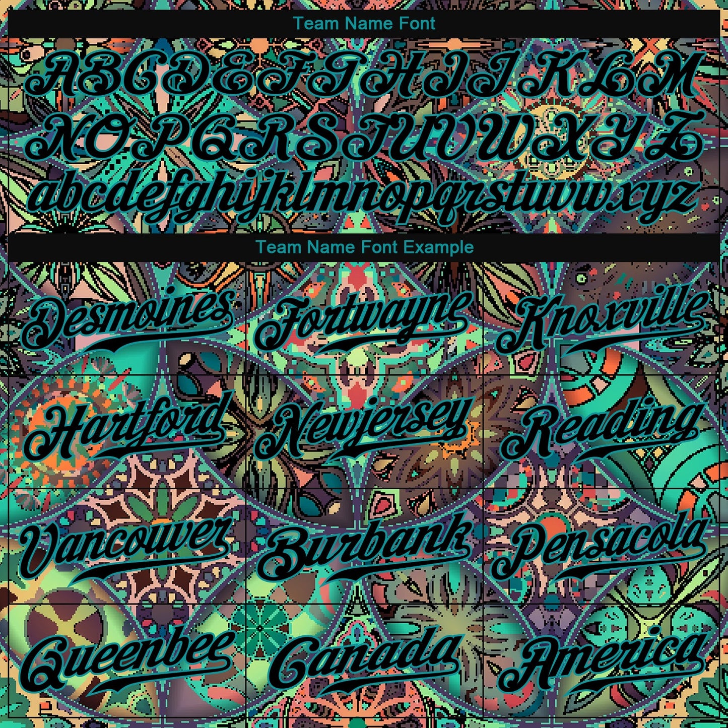 Custom Black Black-Teal 3D Pattern Design Mandalas Authentic Baseball Jersey view 5