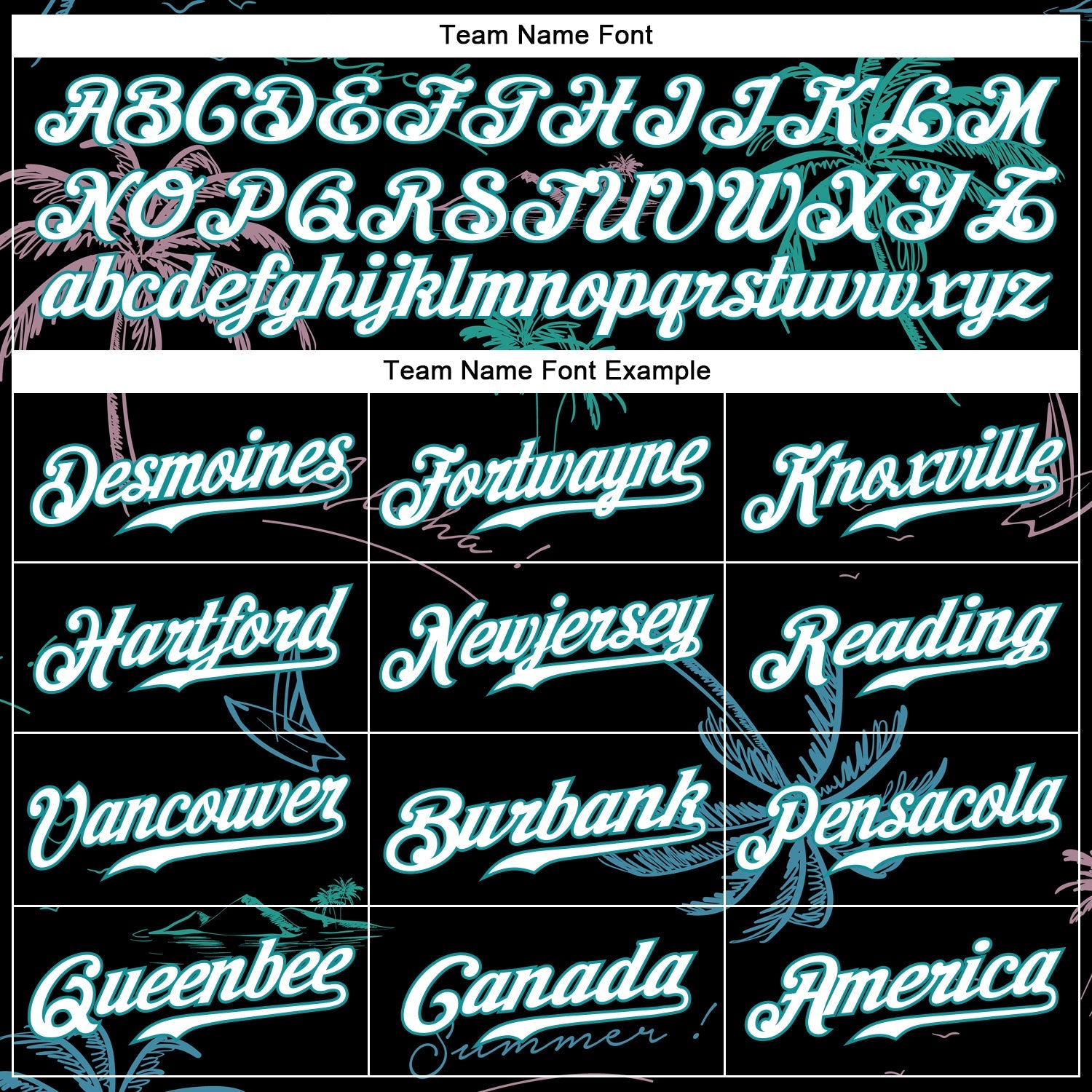 Custom Black Teal-White 3D Pattern Design Hawaii Palm Trees Authentic Baseball Jersey view 4