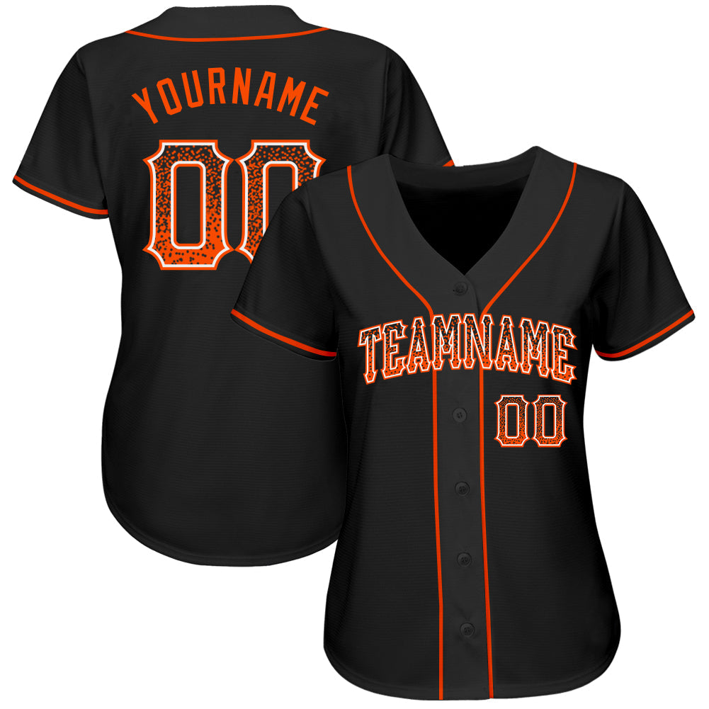 Custom Black Orange-White Authentic Drift Fashion Baseball Jersey view 2