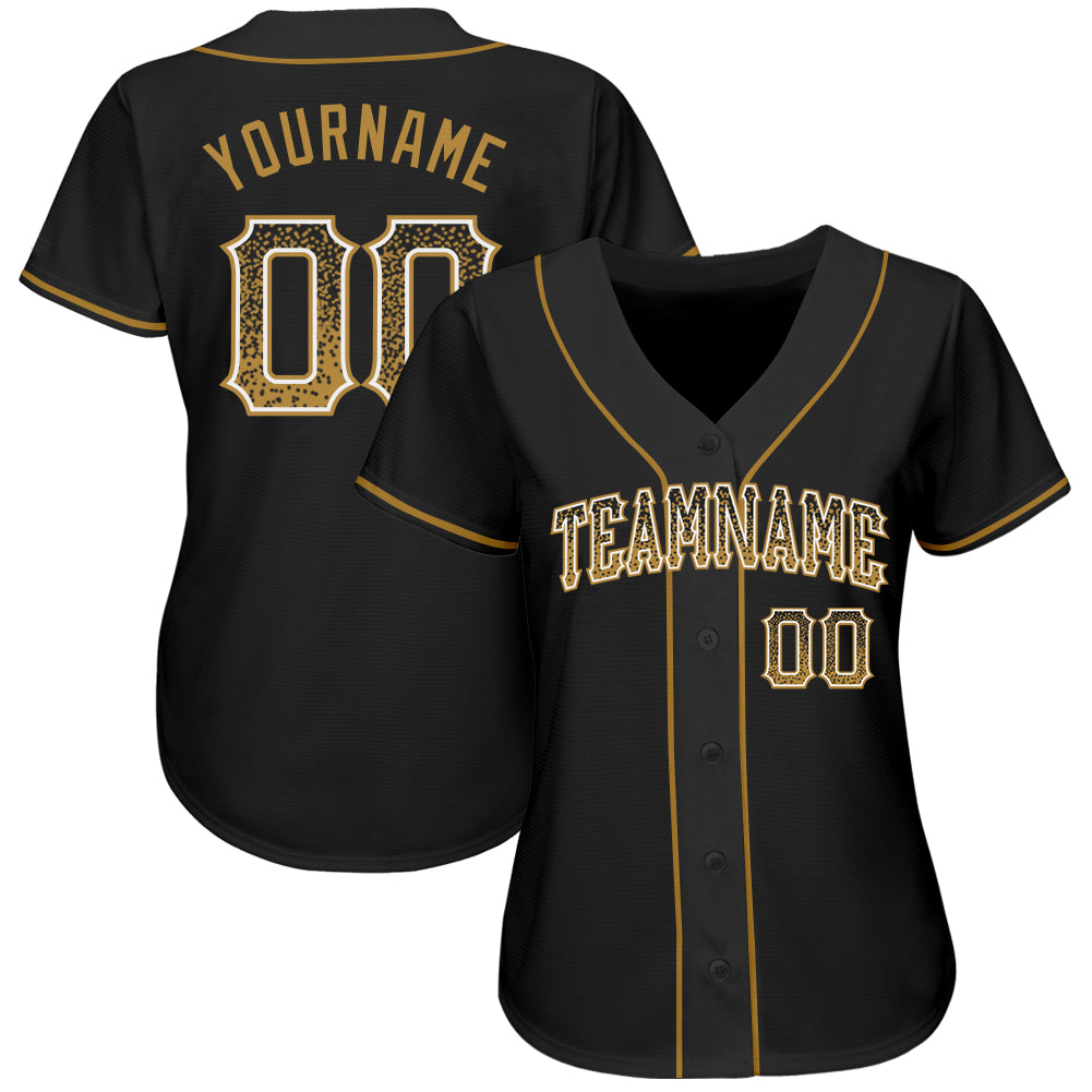 Custom Black Old Gold-White Authentic Drift Fashion Baseball Jersey view 2