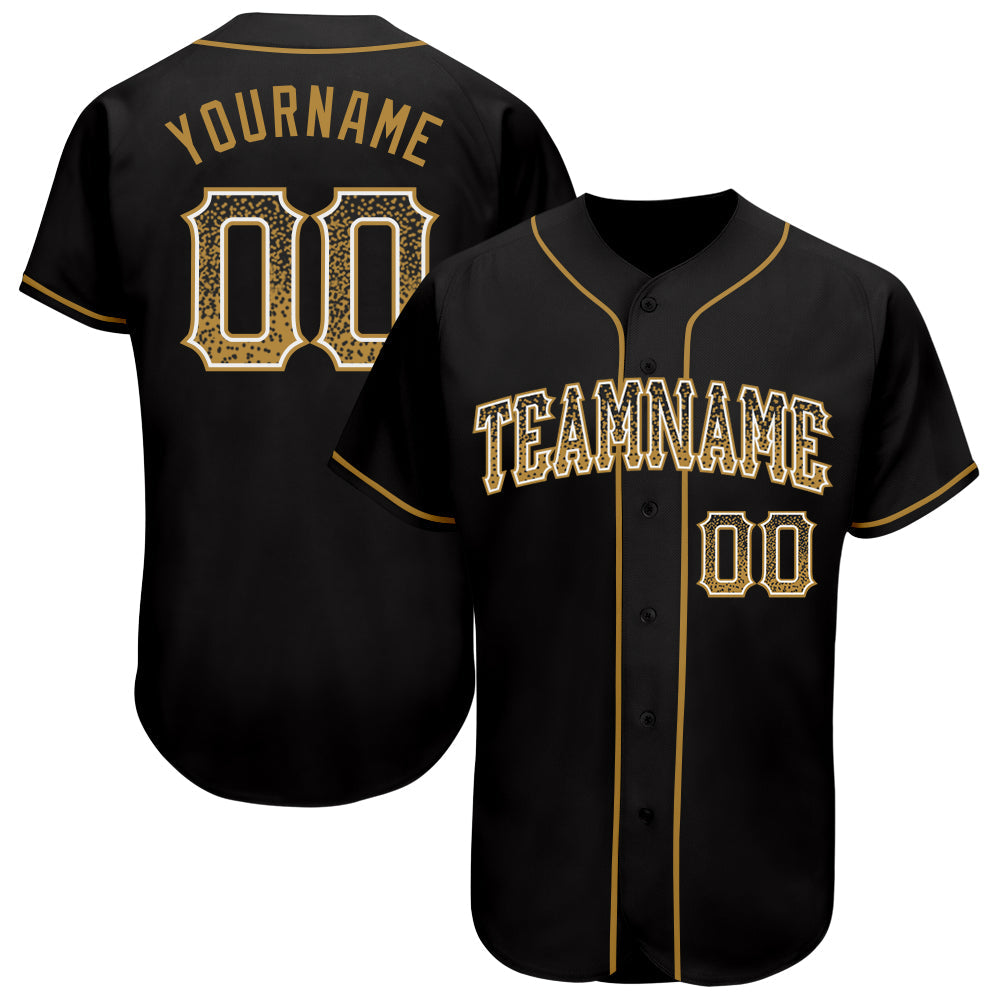 Custom Black Old Gold-White Authentic Drift Fashion Baseball Jersey - Main View