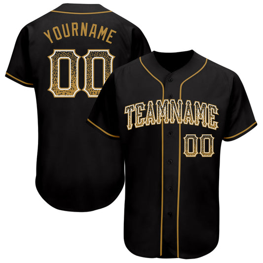 Custom Black Old Gold-White Authentic Drift Fashion Baseball Jersey - Main View