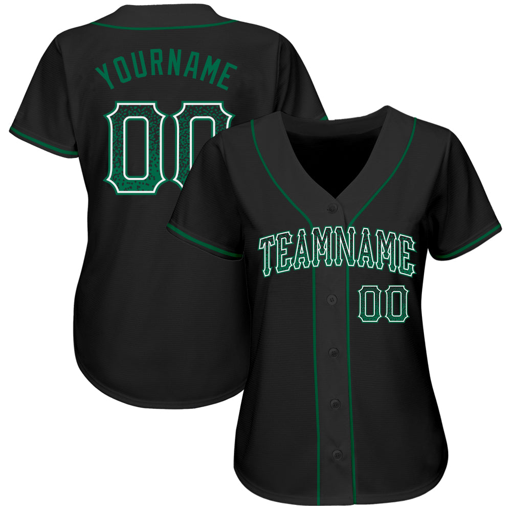Custom Black Kelly Green-White Authentic Drift Fashion Baseball Jersey view 2