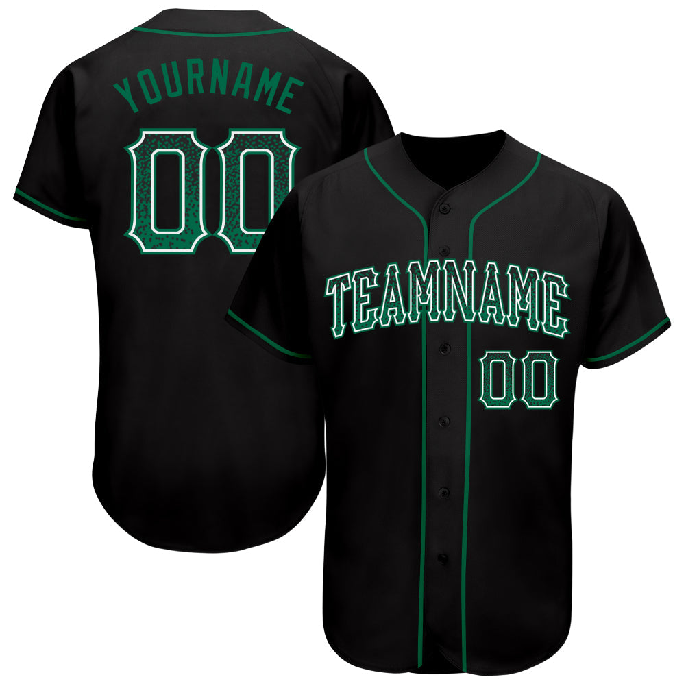 Custom Black Kelly Green-White Authentic Drift Fashion Baseball Jersey - Main View