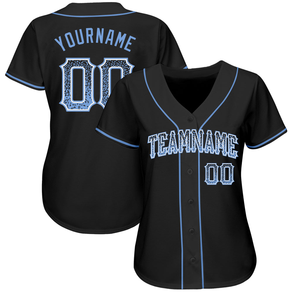 Custom Black Light Blue-White Authentic Drift Fashion Baseball Jersey view 2