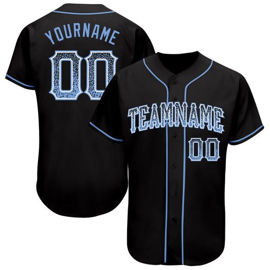 Custom Black Light Blue-White Authentic Drift Fashion Baseball Jersey - Main View