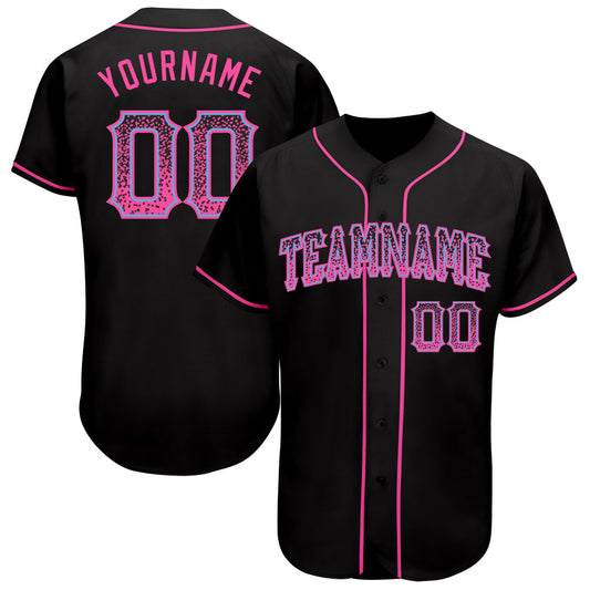 Custom Black Pink-Light Blue Authentic Drift Fashion Baseball Jersey - Main View