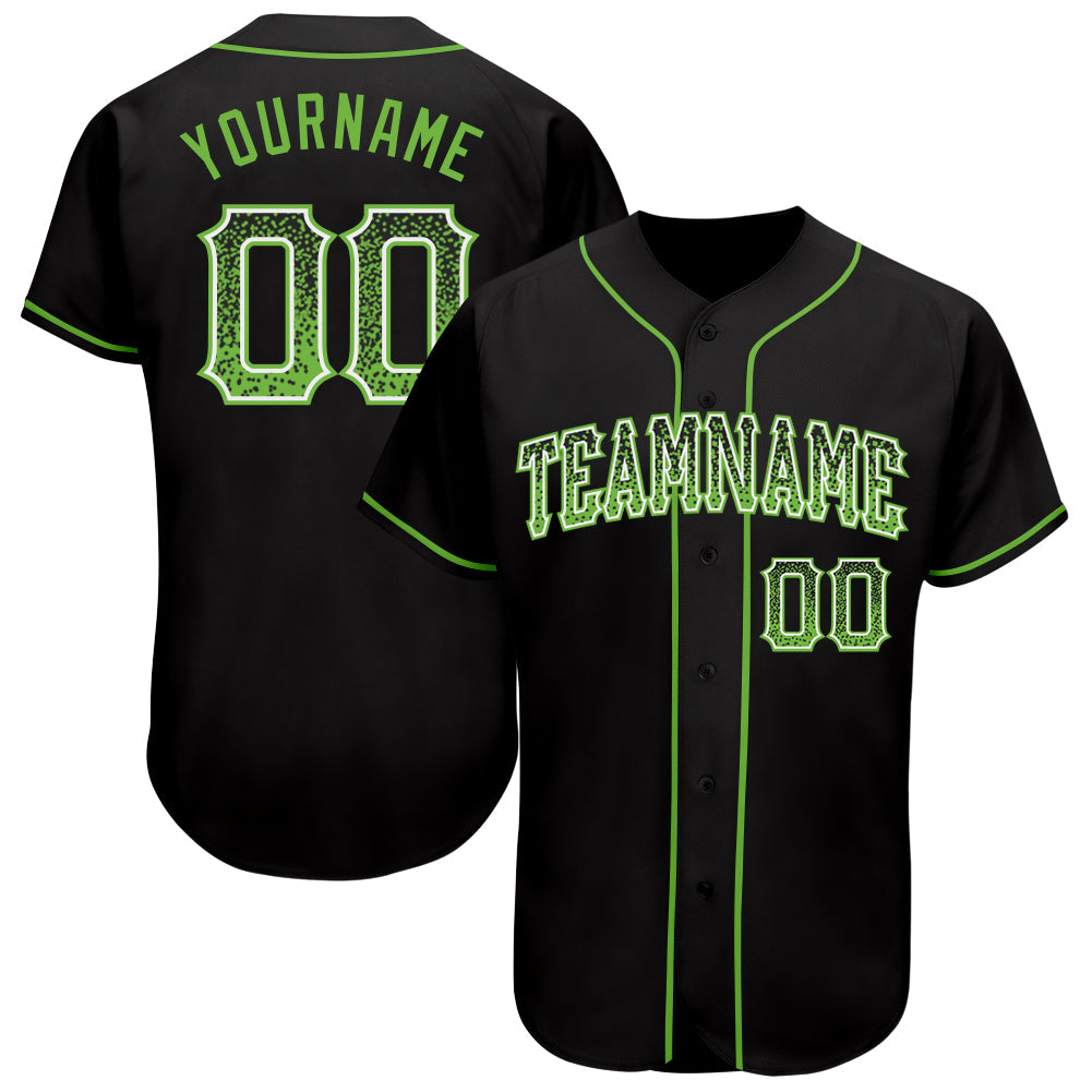 Custom Black Neon Green-White Authentic Drift Fashion Baseball Jersey - Main View