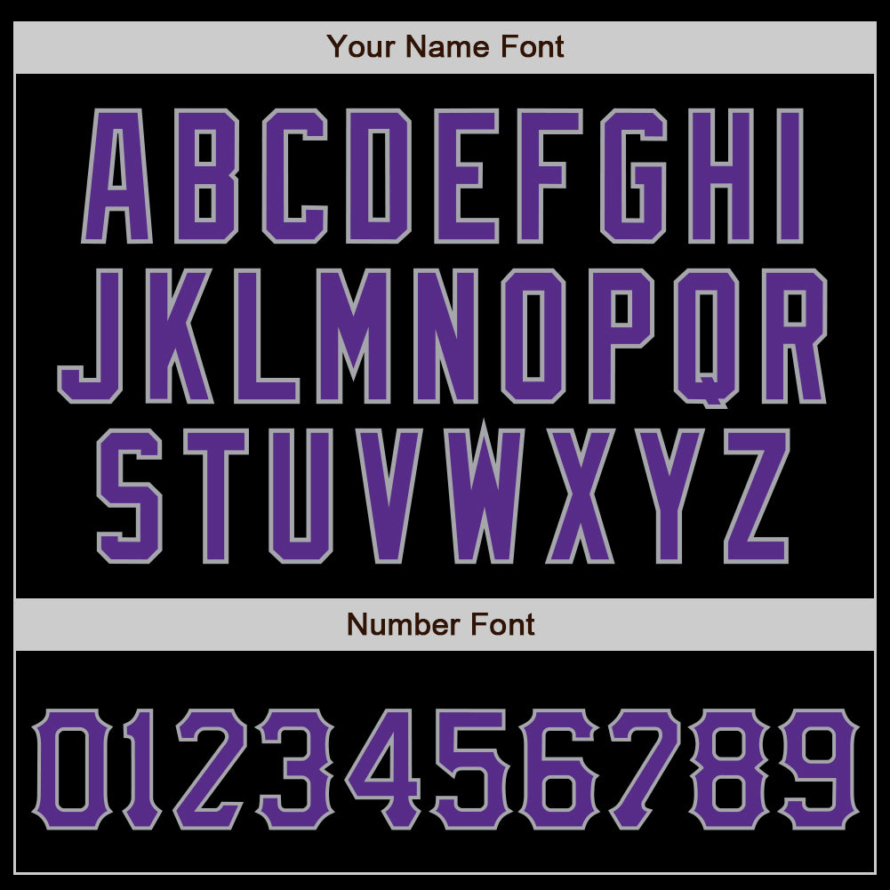 Custom Black Purple-Gray Authentic Baseball Jersey view 4