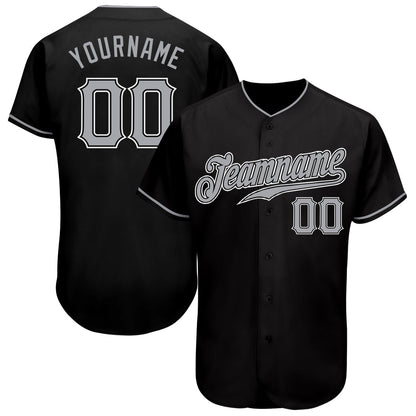 Custom Black Gray-White Authentic Baseball Jersey - Main View
