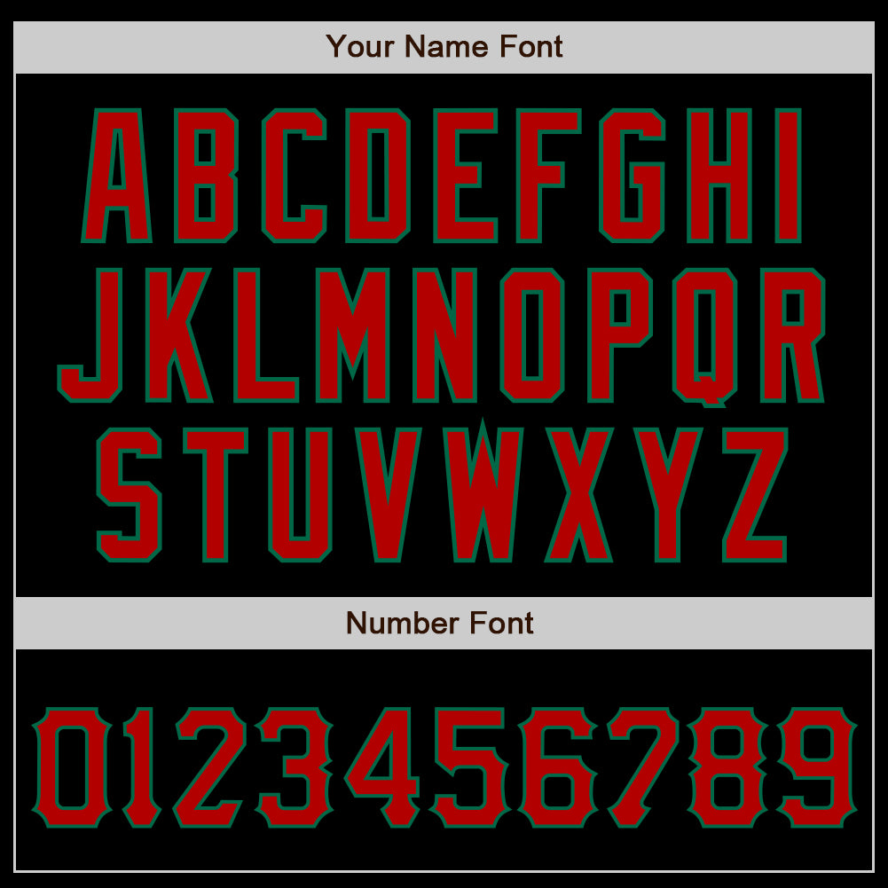 Custom Black Red-Kelly Green Authentic Baseball Jersey view 4