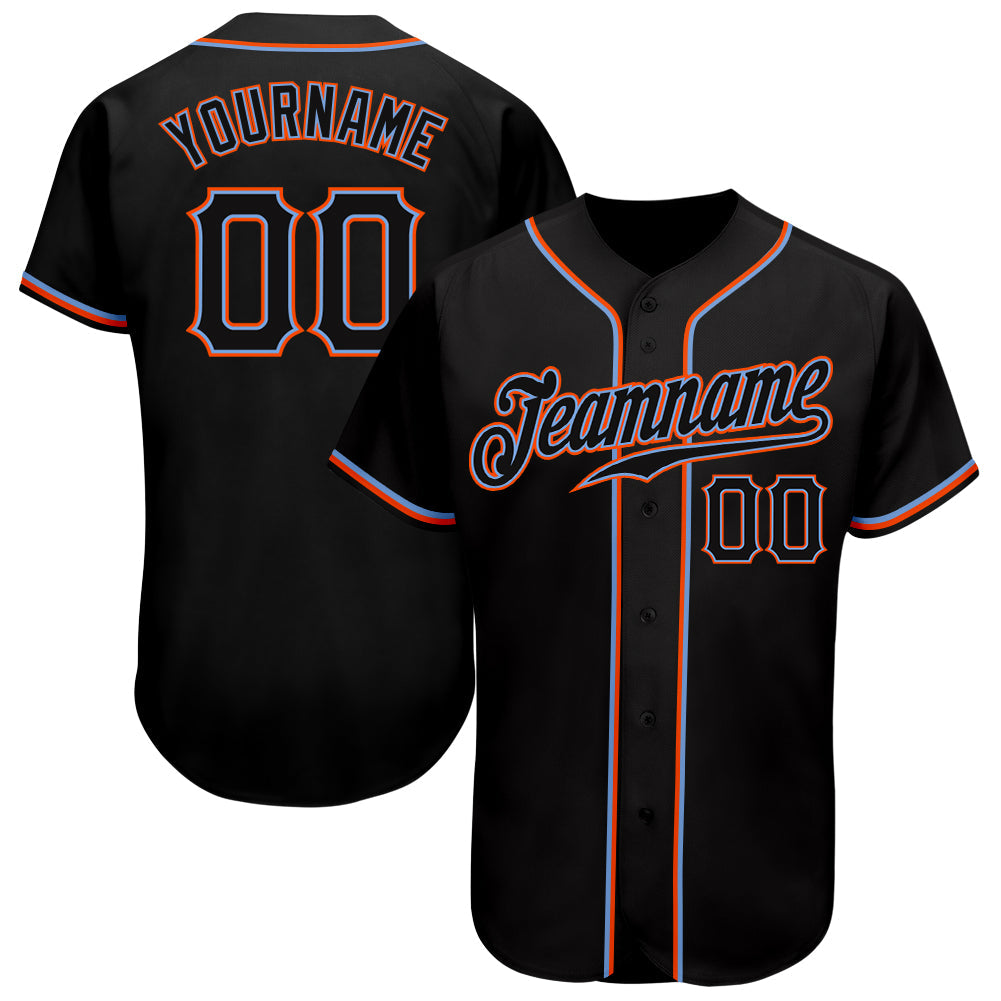 Custom Black Black-Orange Authentic Baseball Jersey - Main View