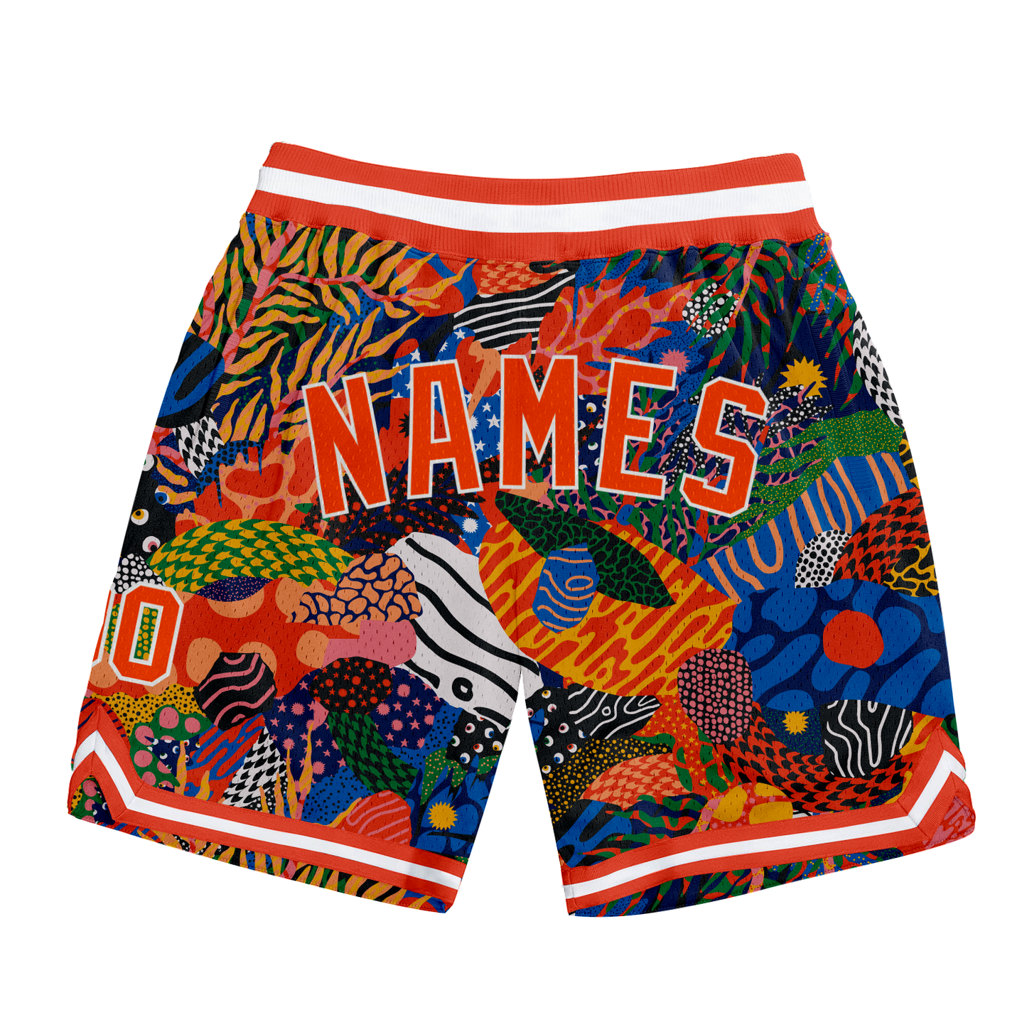 Custom Black Orange-White 3D Pattern Design Hawaii Bush Authentic Basketball Shorts - Main View