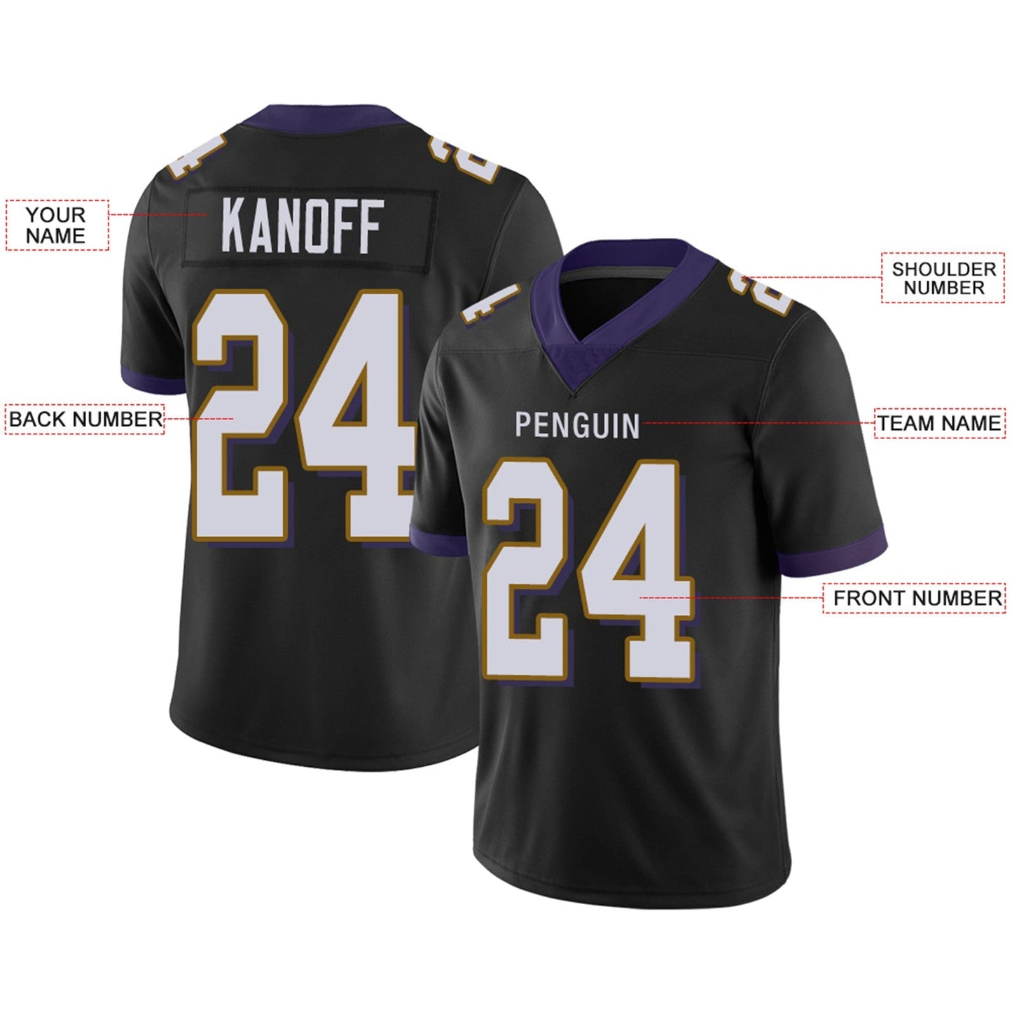 Custom B.Ravens Football JerseyS Team Player or Personalized Design Your Own Name for Men's Women's Youth Jerseys Purple view 4