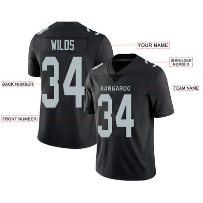Custom L.Raiders Football Jerseys Team Player or Personalized Design Your Own Name for Men's Women's Youth Jerseys Black view 3