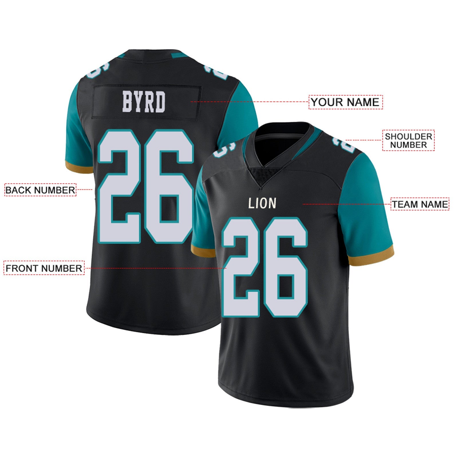 Custom J.Jaguars Football Jerseys Team Player or Personalized Design Your Own Name for Men's Women's Youth Jerseys Teal view 9