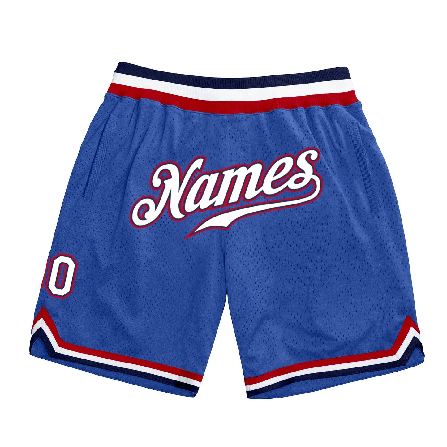 Custom Blue White-Red Authentic Throwback Basketball Shorts - Main View