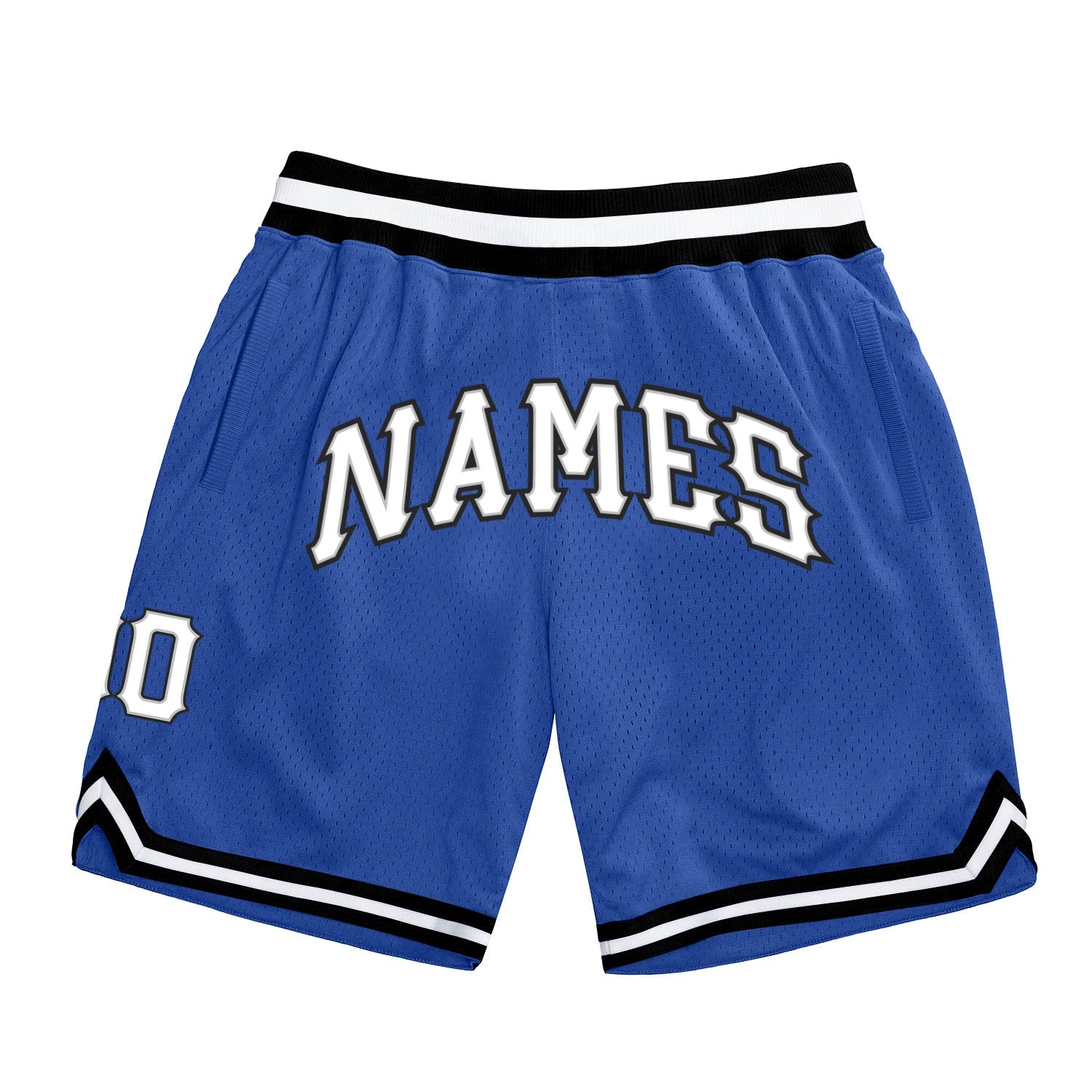 Custom Blue White-Black Authentic Throwback Basketball Shorts - Main View