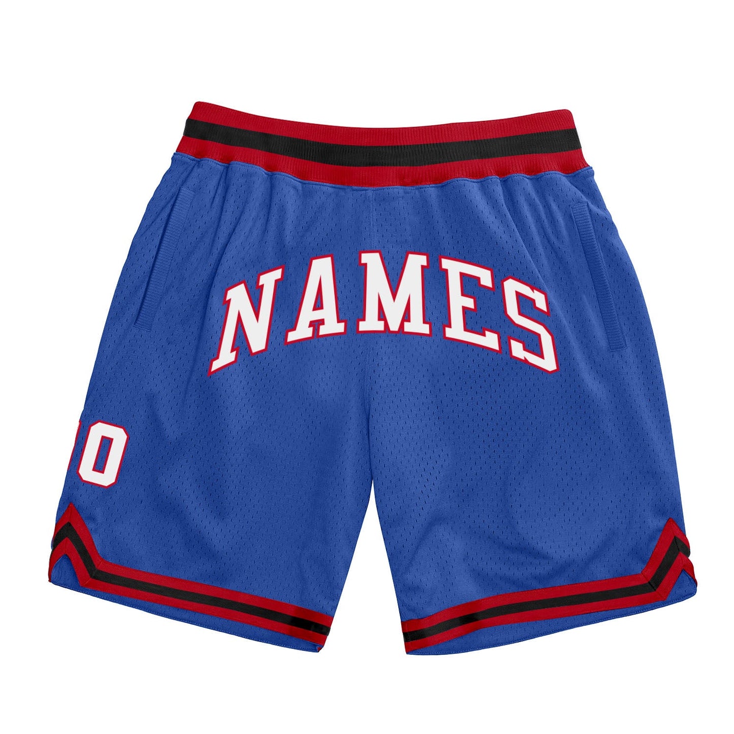 Custom Blue White-Red Authentic Throwback Basketball Shorts - Main View