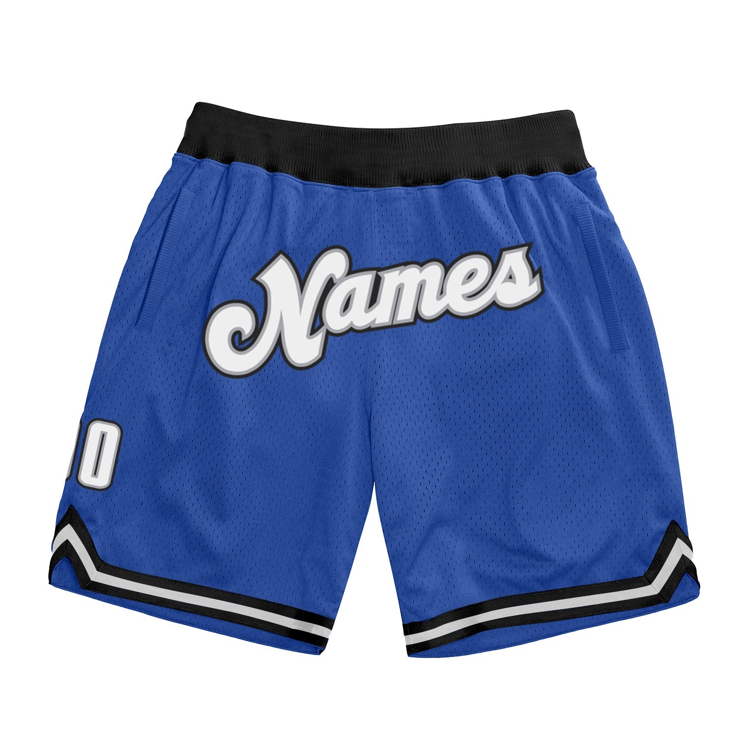 Custom Blue White-Black Authentic Throwback Basketball Shorts - Main View