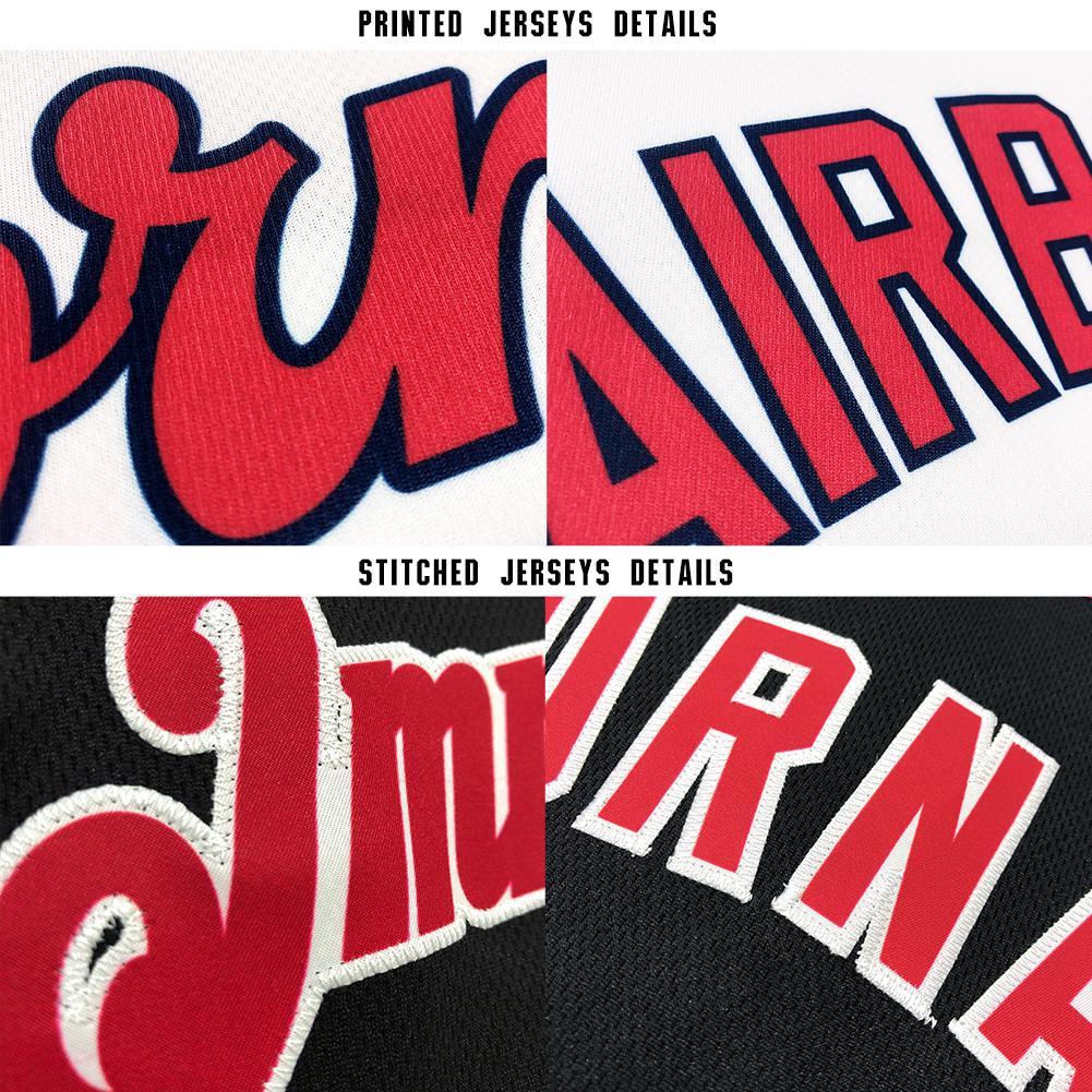 Custom White Red-Navy Baseball Jersey view 6