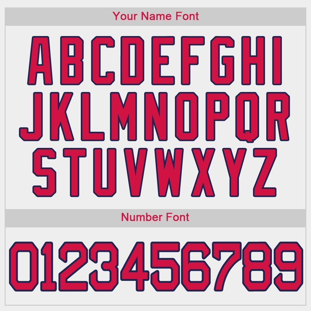 Custom White Red-Navy Baseball Jersey view 4