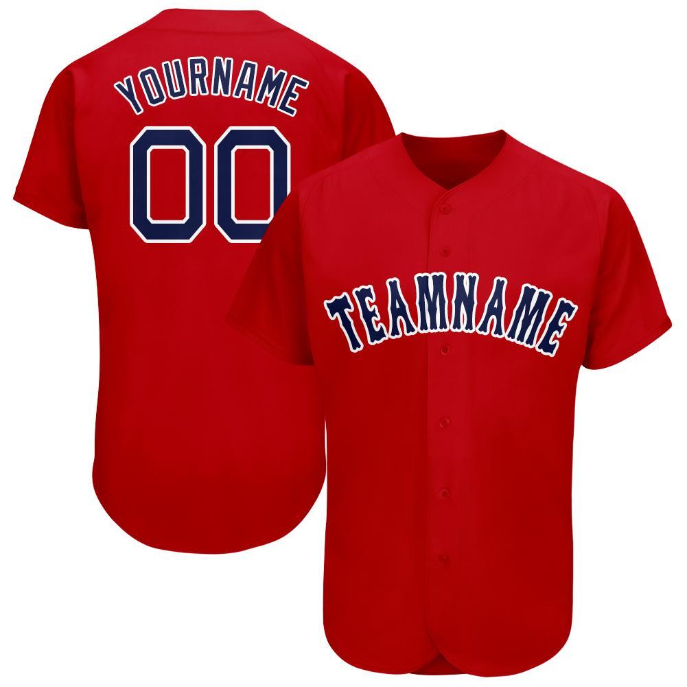 Custom Red Navy-White Baseball Jersey - Main View