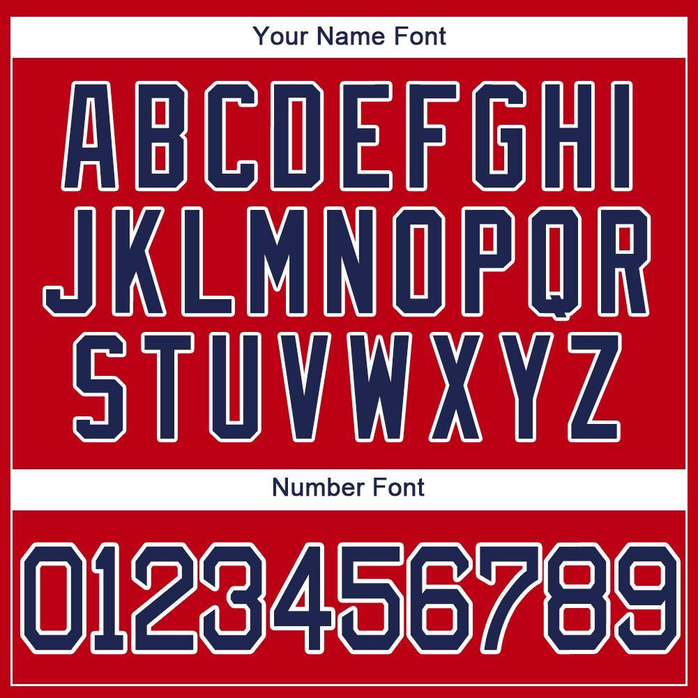 Custom Red Navy-White Baseball Jersey view 4