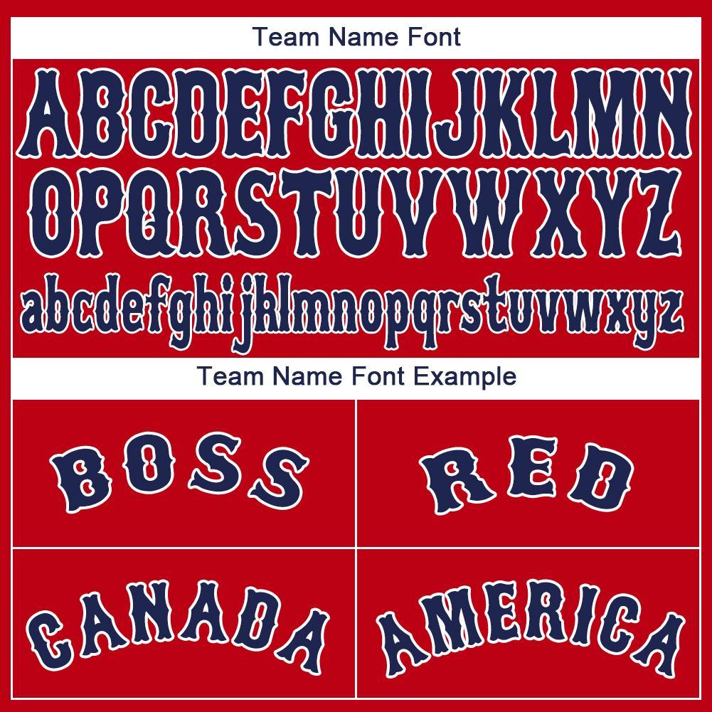 Custom Red Navy-White Baseball Jersey view 5