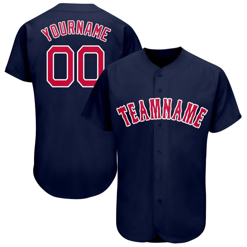 Custom Navy Red-White Baseball Jersey - Main View