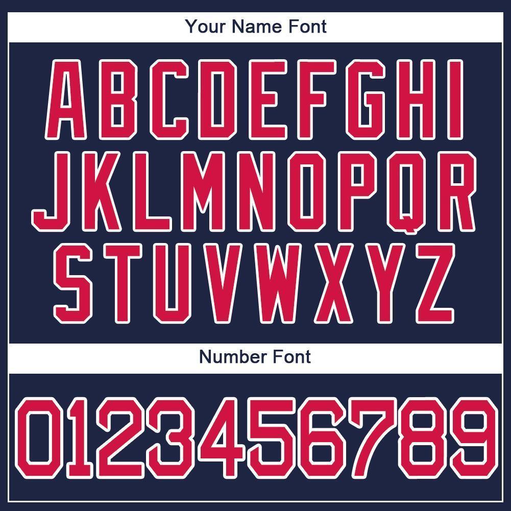 Custom Navy Red-White Baseball Jersey view 4