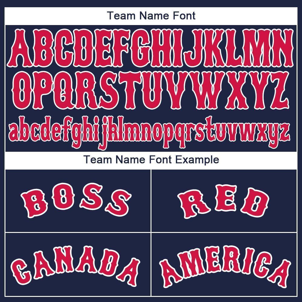 Custom Navy Red-White Baseball Jersey view 5