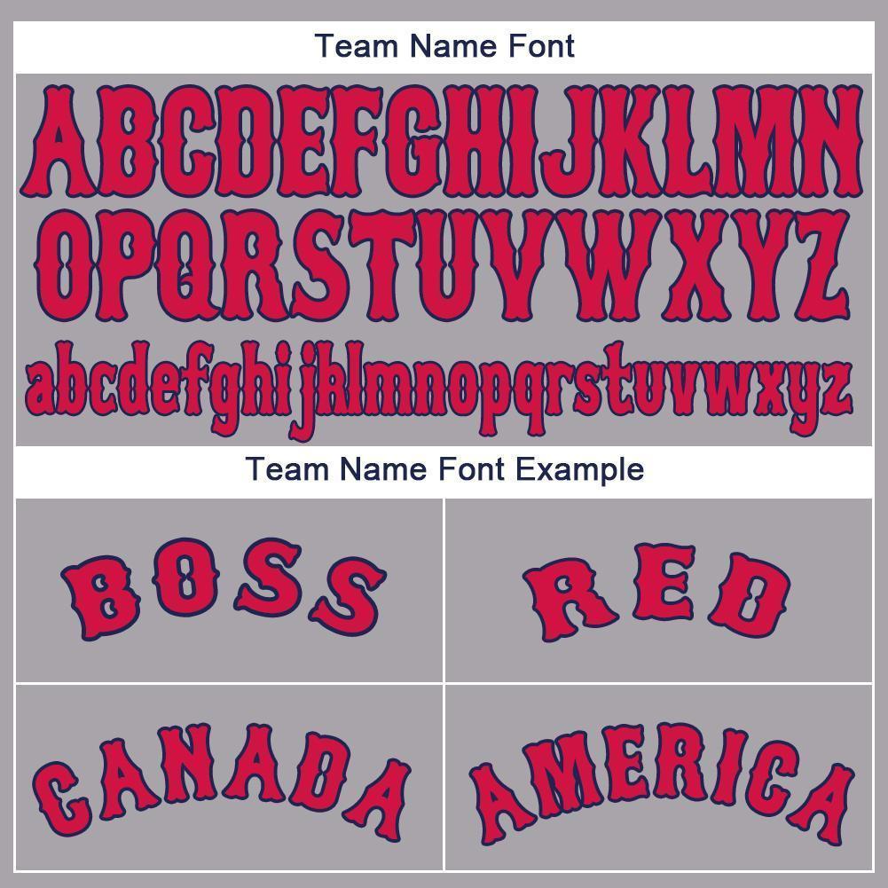 Custom Gray Red-Navy Baseball Jersey view 5