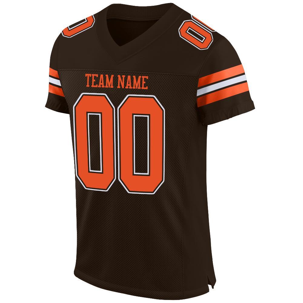 Custom Brown Orange-White Mesh Authentic Football Jersey view 2