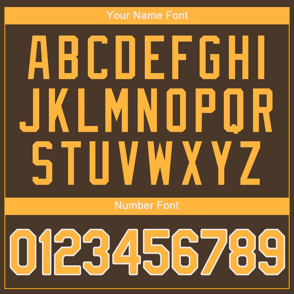 Custom Brown Gold-White Authentic Baseball Jersey view 4