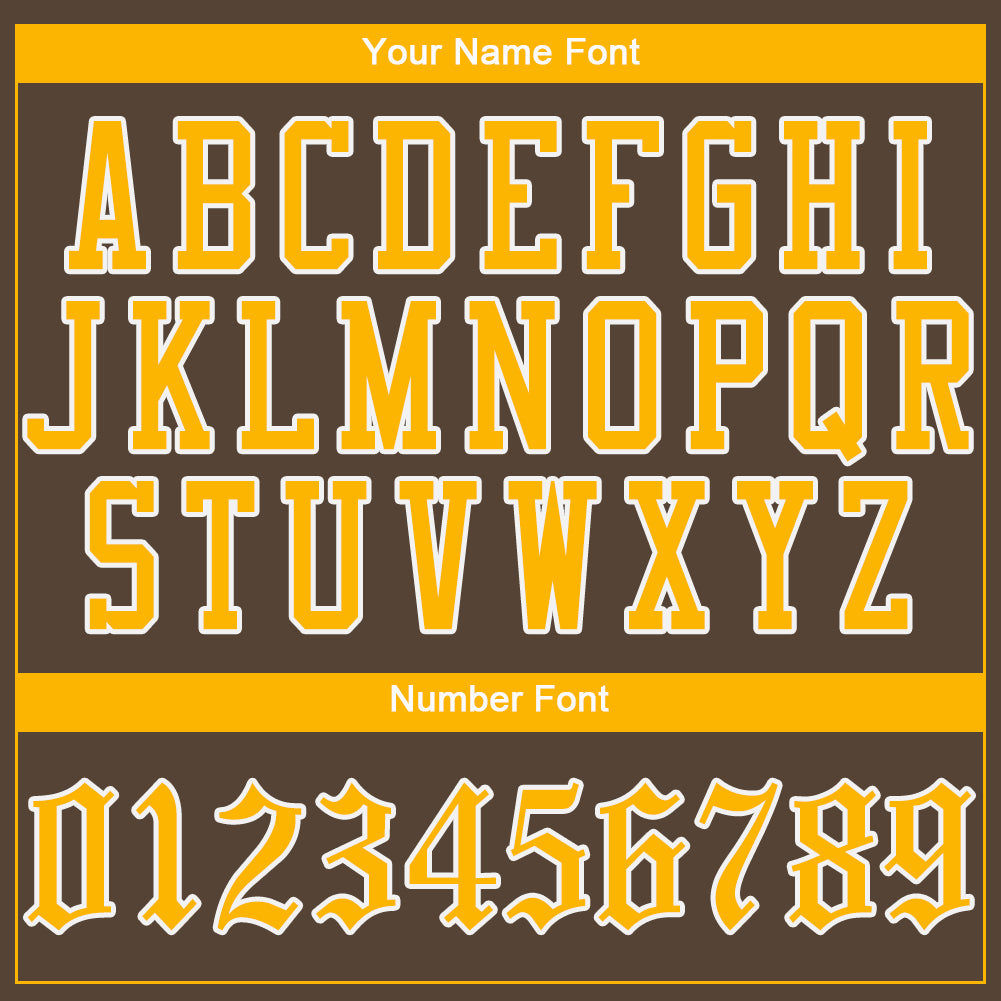 Custom Brown Gold-White Authentic Baseball Jersey view 4