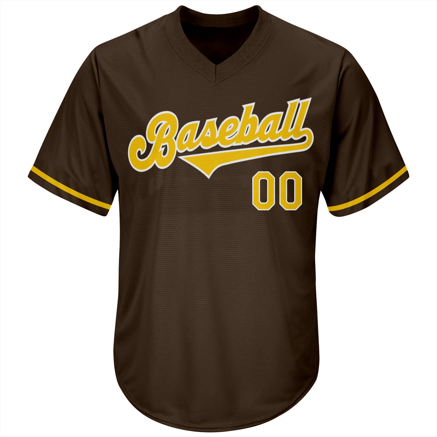 Custom Brown Gold-White Authentic Throwback Rib-Knit Baseball Jersey Shirt view 2