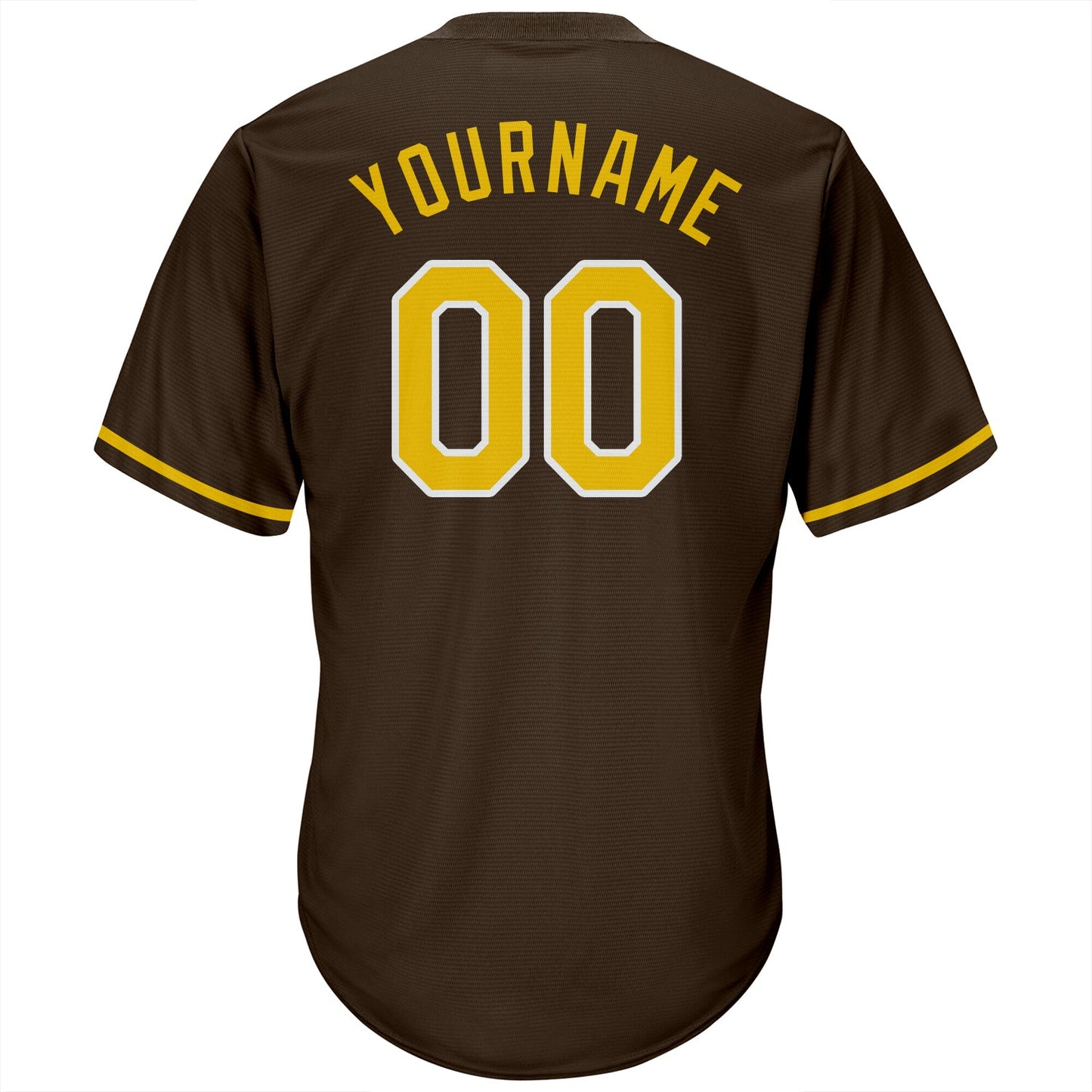 Custom Brown Gold-White Authentic Throwback Rib-Knit Baseball Jersey Shirt view 3